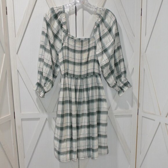 Madewell Lucie Elbow-Sleeve Smocked Mini Dress in Lebaum Plaid - Picture 5 of 8